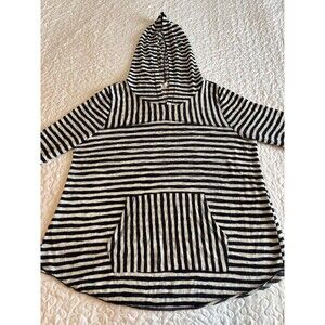 Maurice’s Navy Blue White Striped 3/4 sleeve Knit Hooded Short size XL